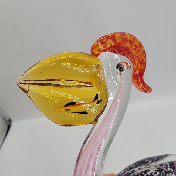 Vintage Murano Hand Blown Art Glass Pelican Bird Multicolo Figurine Paper Weight - Picture 4 of 9